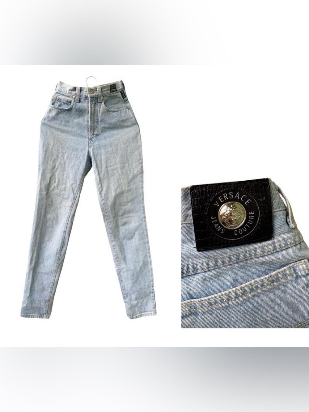 Versace Light Blue High-Rise Slim Straight Jeans